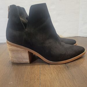 BP Boots Womens 7.5 Brynne Black Faux Suede Block Heel Zip Western Booties